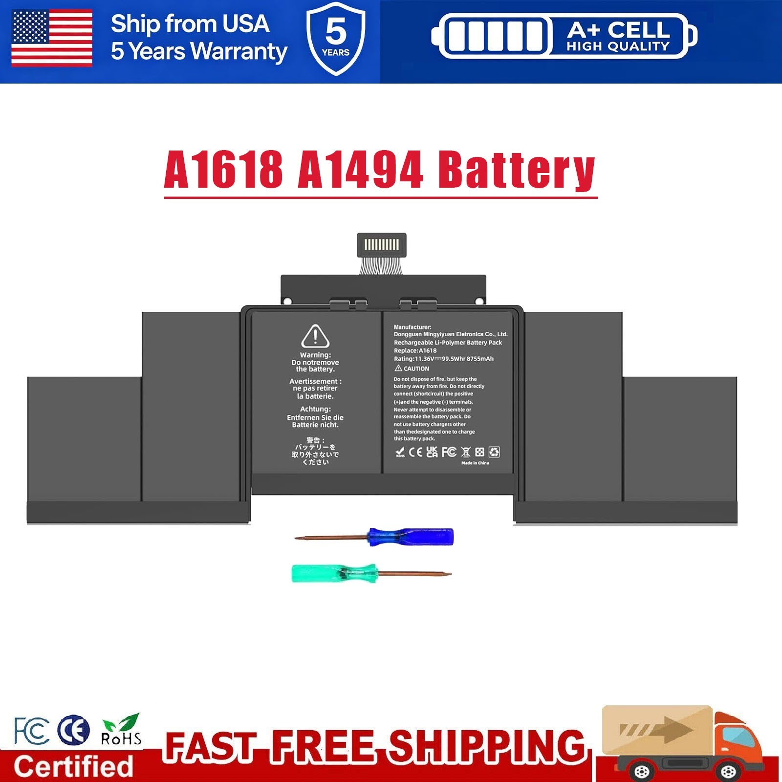 A1618 A1494 Battery for MacBook Pro 15\