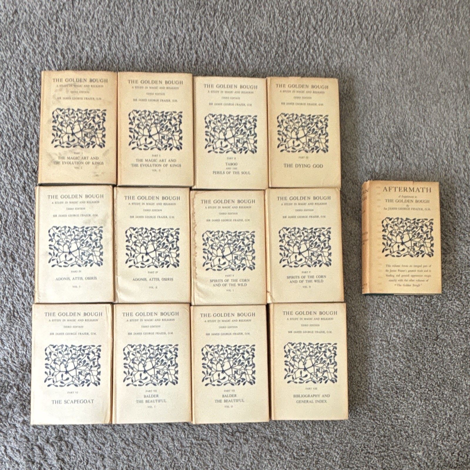 Sir James George Frazer The Golden Bough Set + Aftermath; Third Edition Full Set