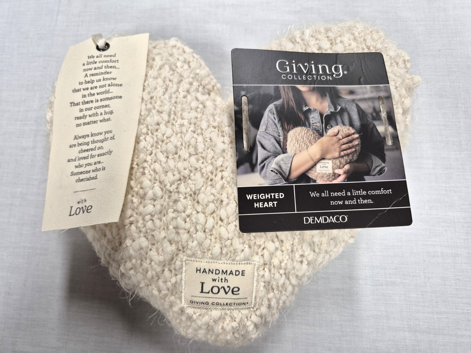 NWT Demdaco Giving Collection Weighted Heart. Cream. Poly Filling. Soft NWT Demdaco Giving Collection Weighted Heart. Cream. Poly Filling. Soft