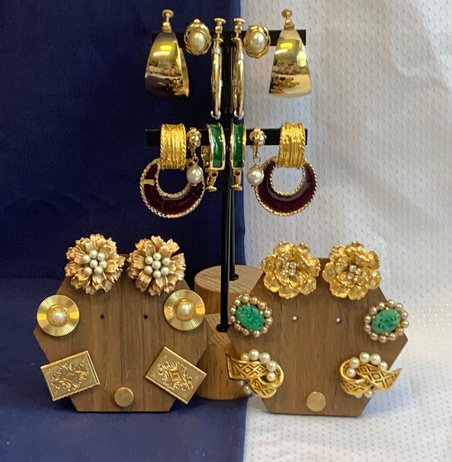 Vtg Clip-on Earring Lot Costume Jewelry Les Bernard De Nicola Trifari Napier KJL