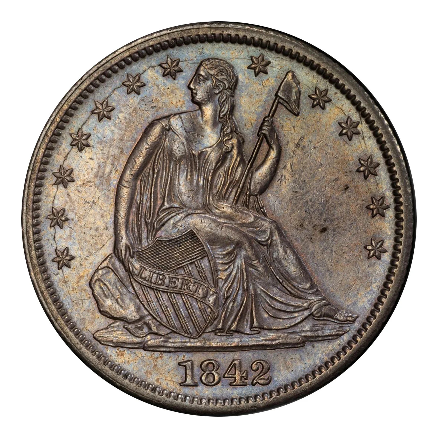 1842 Seated Liberty Half Dollar PCGS AU-58 Medium Date
