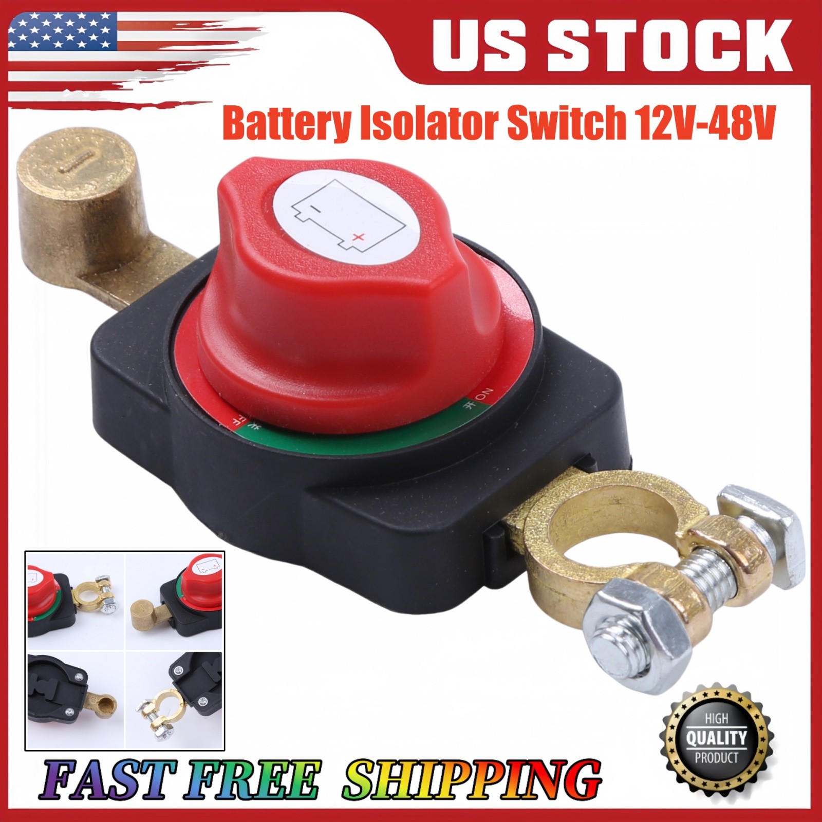 12-48V Battery Power Cut Master Switch Disconnect Isolator On-Off Marine Car RV