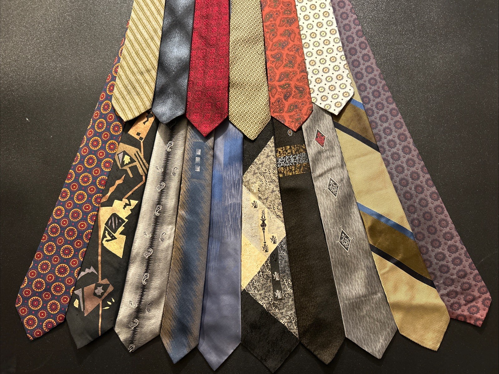 Vintage 50s 60s Skinny Tie Lot Of 16 Ties Rockabilly Mod Eames Design Atomic