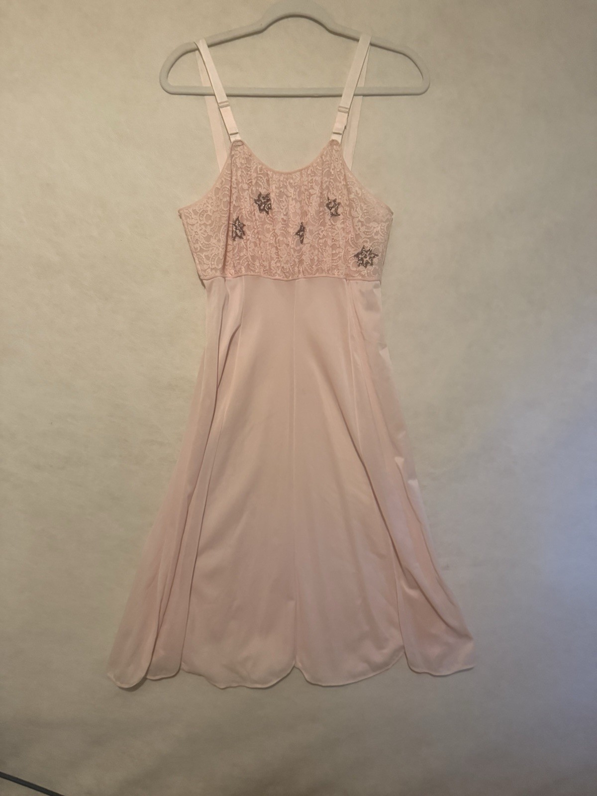 VINTAGE 50’-60’s MICHELENE PINK SLIP Detailed LACE, Sequined Breast RARE VINTAGE 50’-60’s MICHELENE PINK SLIP Detailed LACE, Sequined Breast RARE
