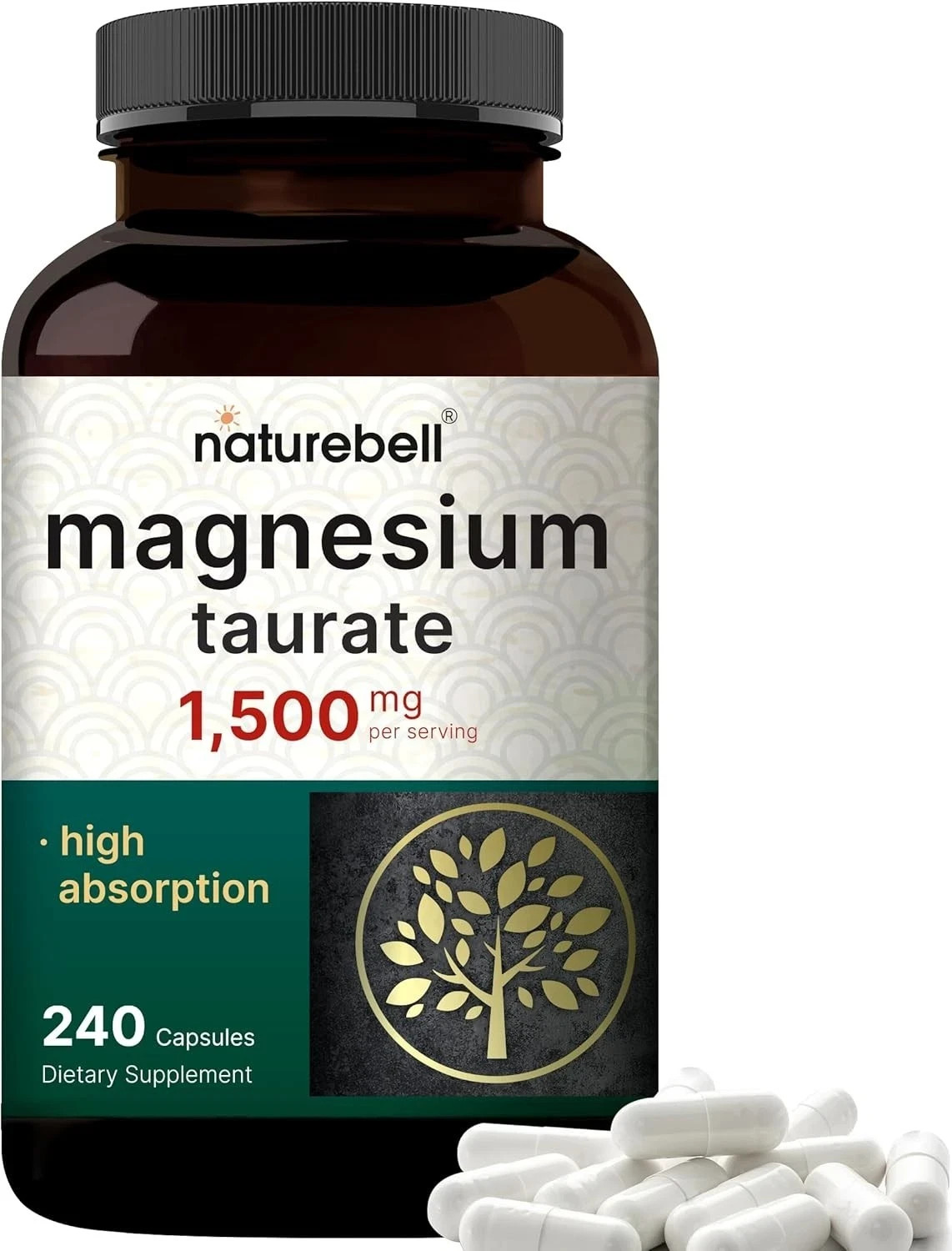 Cápsulas De Magnesio Antiestrés Taurato De Magnesio Puro Y Potasio 240 PACK NEW*