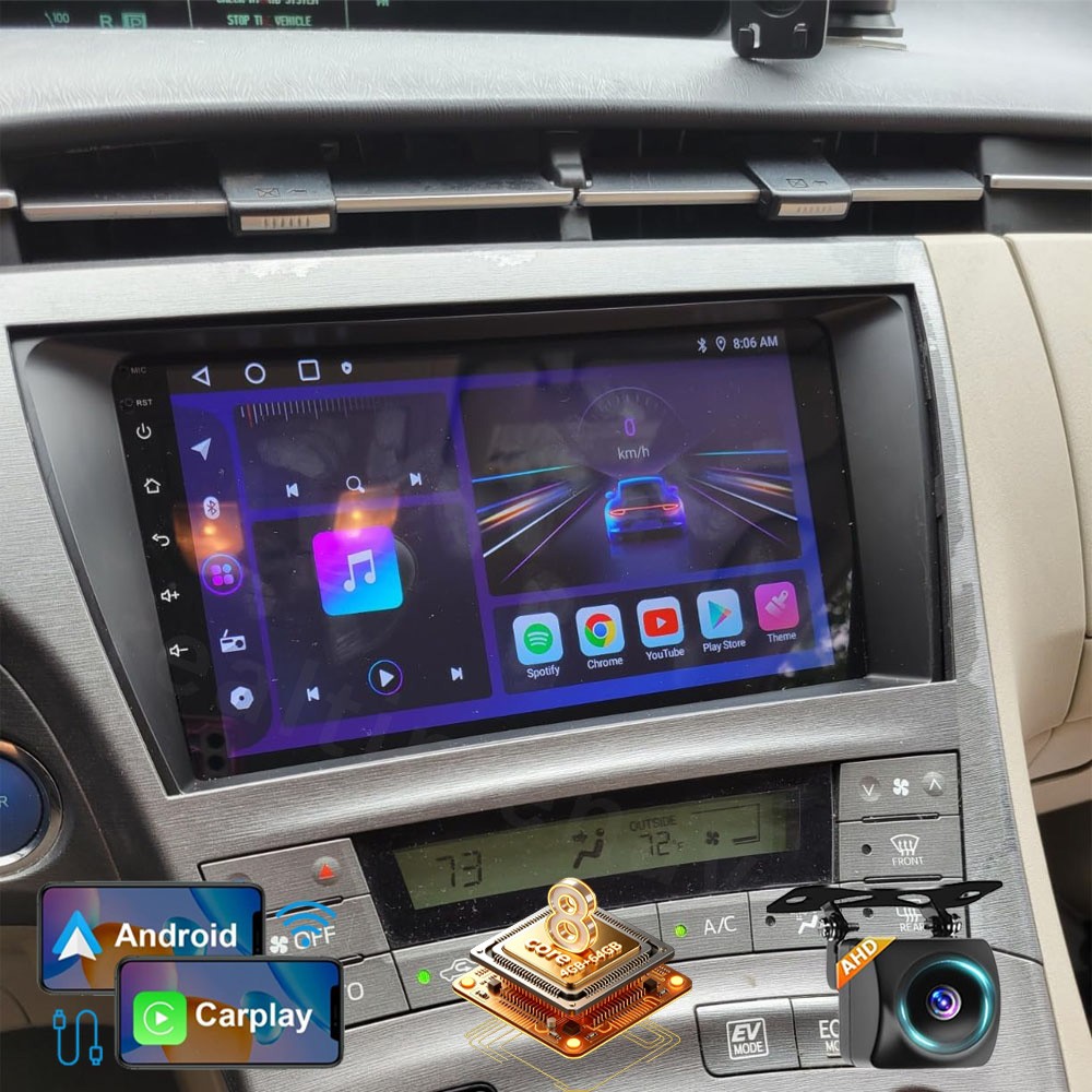 Carplay 4+64GB For Toyota Prius 2010-2015 Android 15 Car Radio Stereo GPS Camera