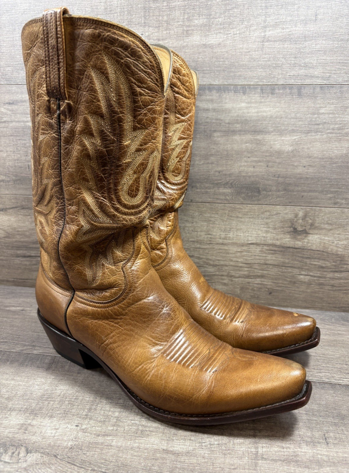 Lucchese Charlie 1 Horse Cowboy Western Boots Tan Snip Toe Mens Size 10.5 D Lucchese Charlie 1 Horse Cowboy Western Boots Tan Snip Toe Mens Size 10.5 D