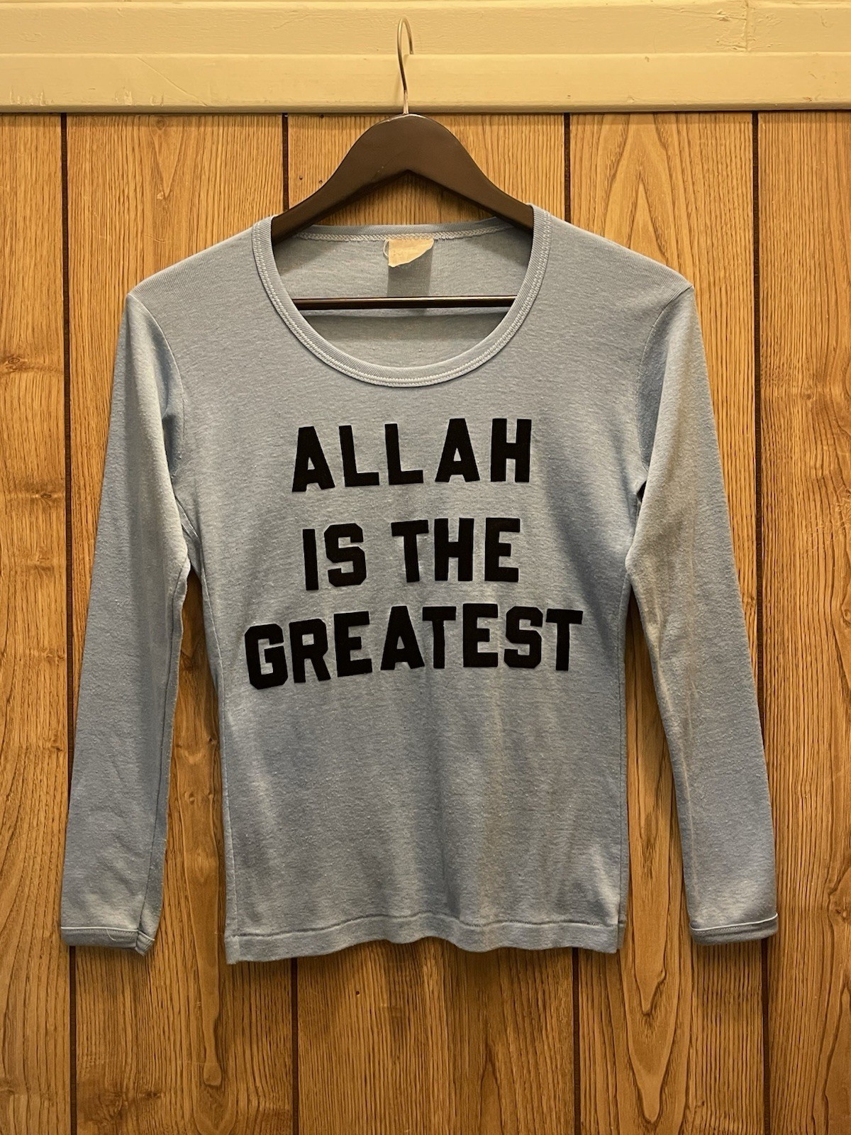 Vintage 1960’s / 1970’s Women’s Long Sleeve Allah Is The Greatest Iron On Size S