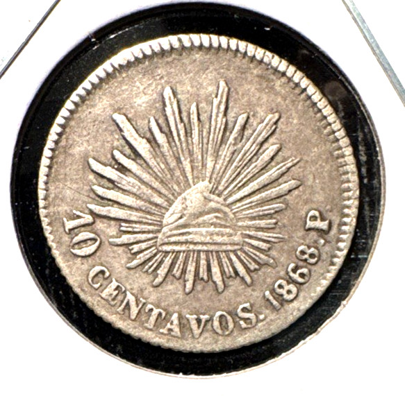Mexico 1868 P 10 centavos KM 402.1 XF Mexico 1868 P 10 centavos KM 402.1 XF