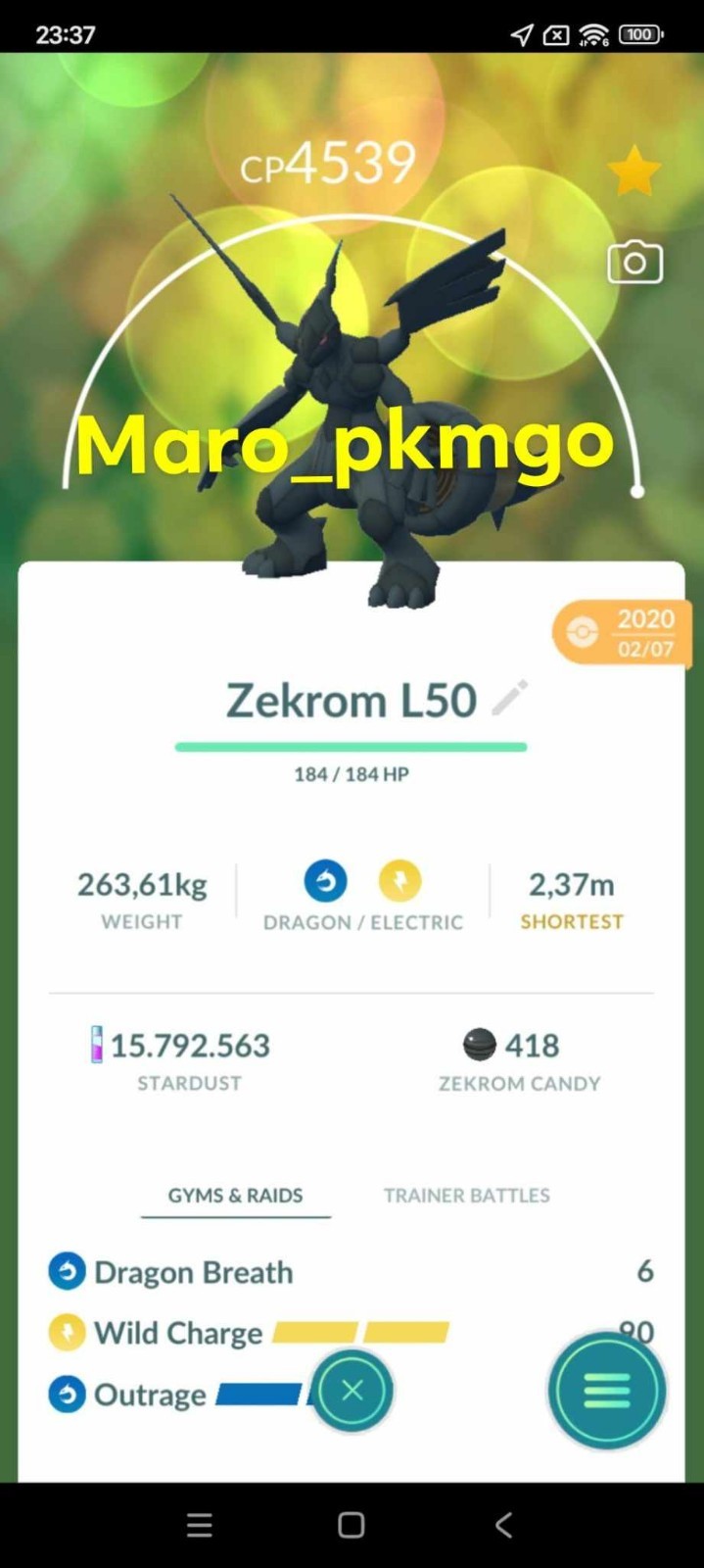 Pokemon Zekrom LV50 3moves 2020 -TRA'DE Lucky guaranteed GO- Read Description