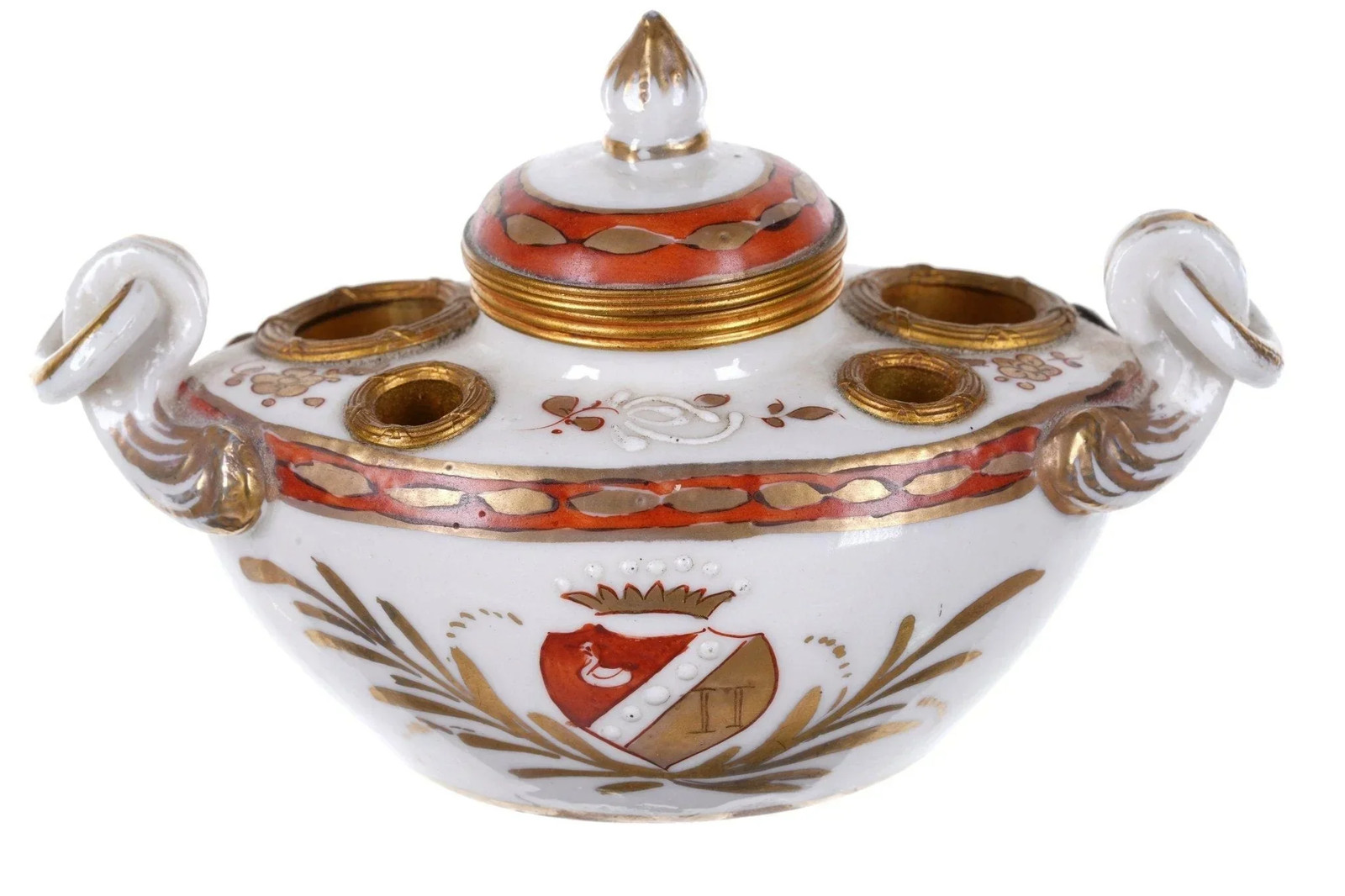Antique French Armorial Inkwell Antique French Armorial Inkwell