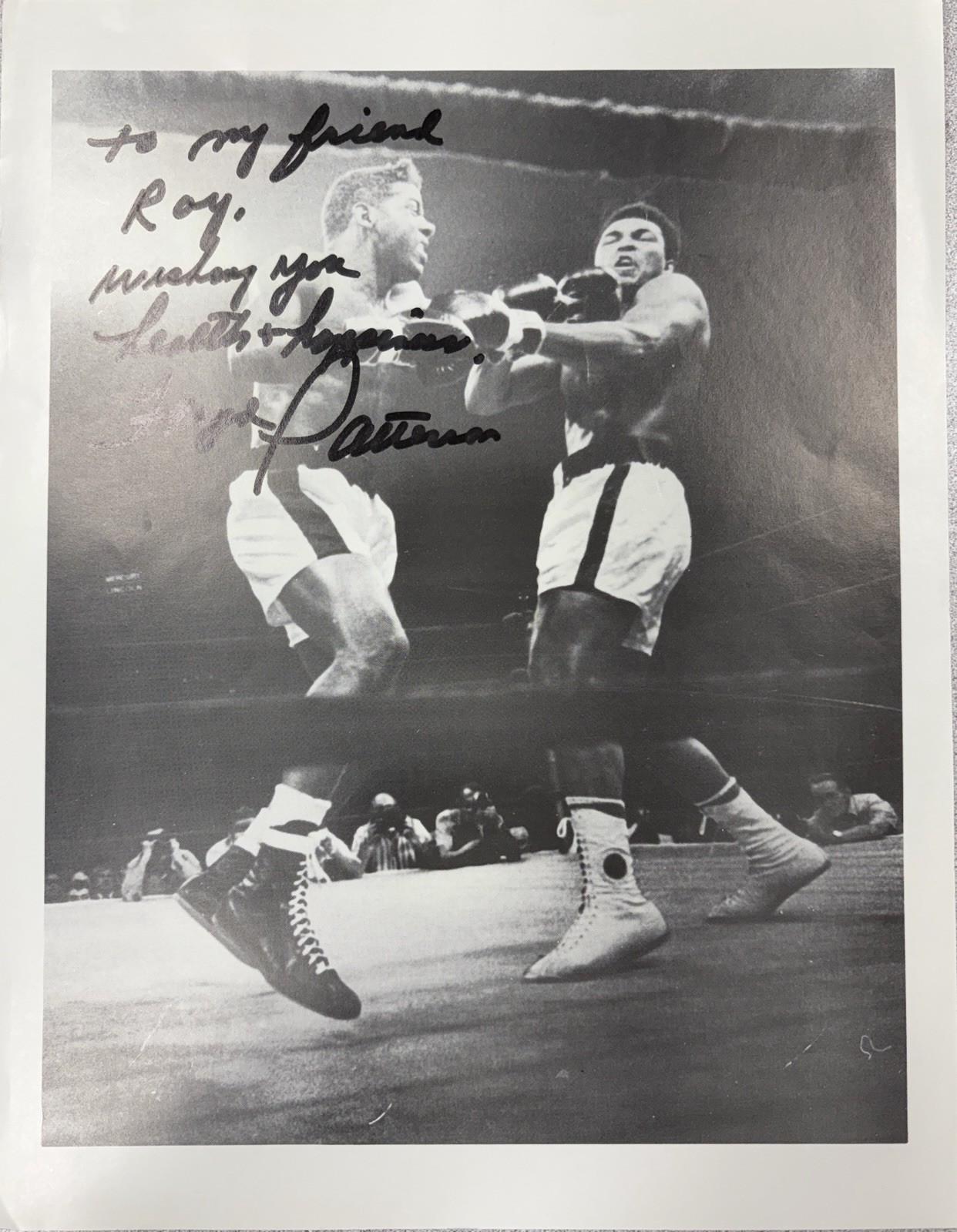 Floyd Patterson vs Muhammad Ali in 1972- Insc. and signed by Floyd Patterson Floyd Patterson vs Muhammad Ali in 1972- Insc. and signed by Floyd Patterson