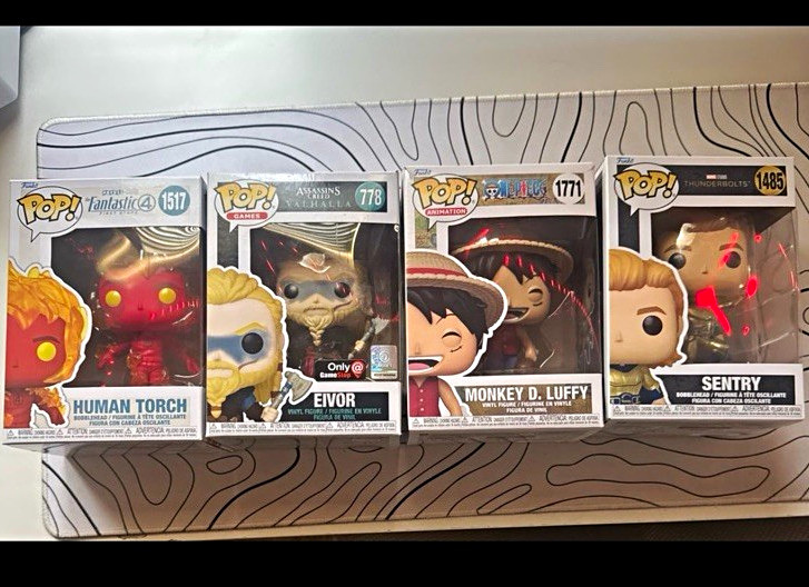 Funko Pop Vinyl Lot of 4 Human Torch Eivor Luffy Sentry GameStop Exclusive