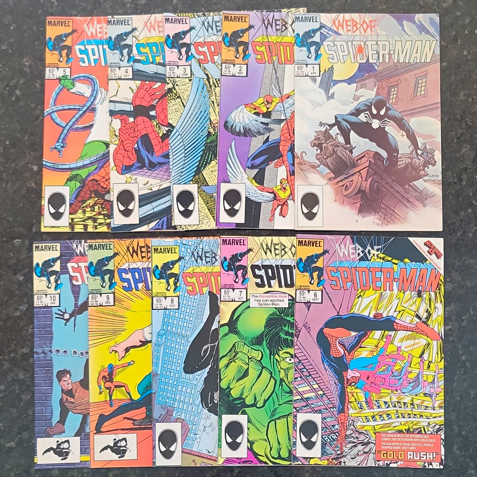 Marvel Web of Spider-Man Comic Book Lot #1-10 Copper Age (1984) Marvel Web of Spider-Man Comic Book Lot #1-10 Copper Age (1984)