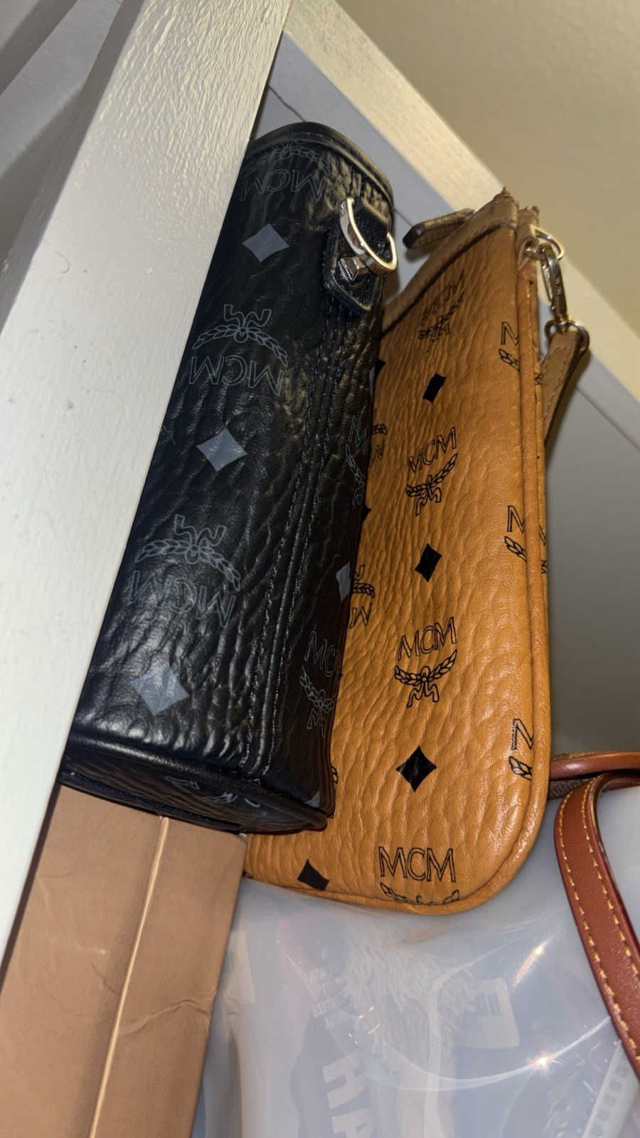 MCM Strumbel Limited Edition Black Monogram Studded Tote Dust Bag
