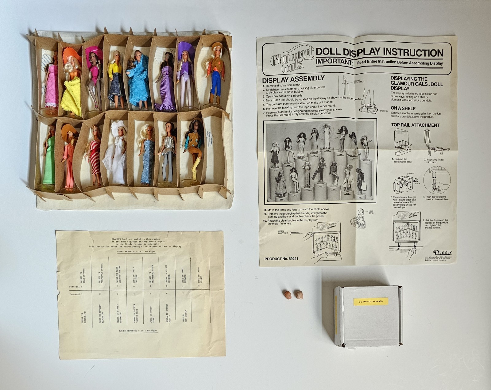 1981 Kenner Glamour Gals STORE DISPLAY Set 69241 w/ 2 PROTOTYPE Test Shot Heads