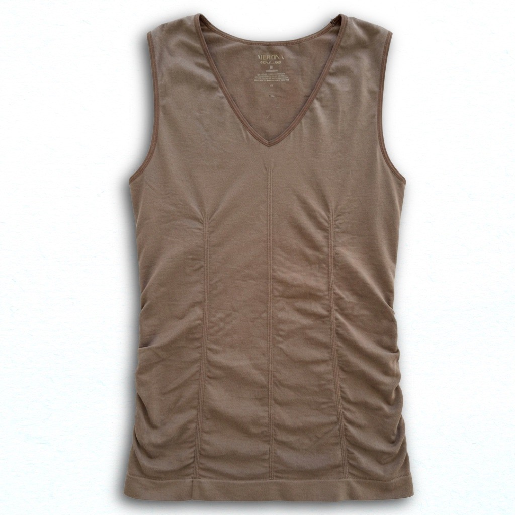 Merona Seamless V-Neck Tank Top Brown Ruched Sleeveless Base Layer Medium Merona Seamless V-Neck Tank Top Brown Ruched Sleeveless Base Layer Medium