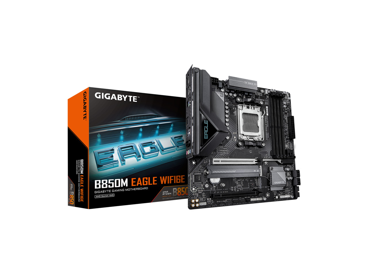GIGABYTE B850M EAGLE WIFI6E AMD AM5 Motherboard, M-ATX, DDR5, 2x M.2, PCIe 5.0,