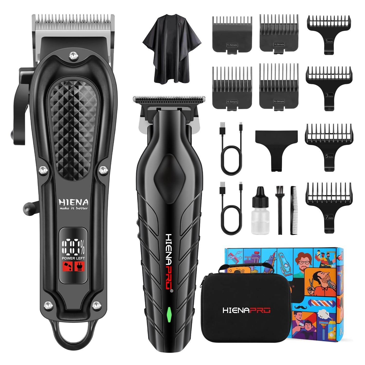 Hair Clippers for Men Cordless Clipper and Trimmer Set Stainless Steel Blades