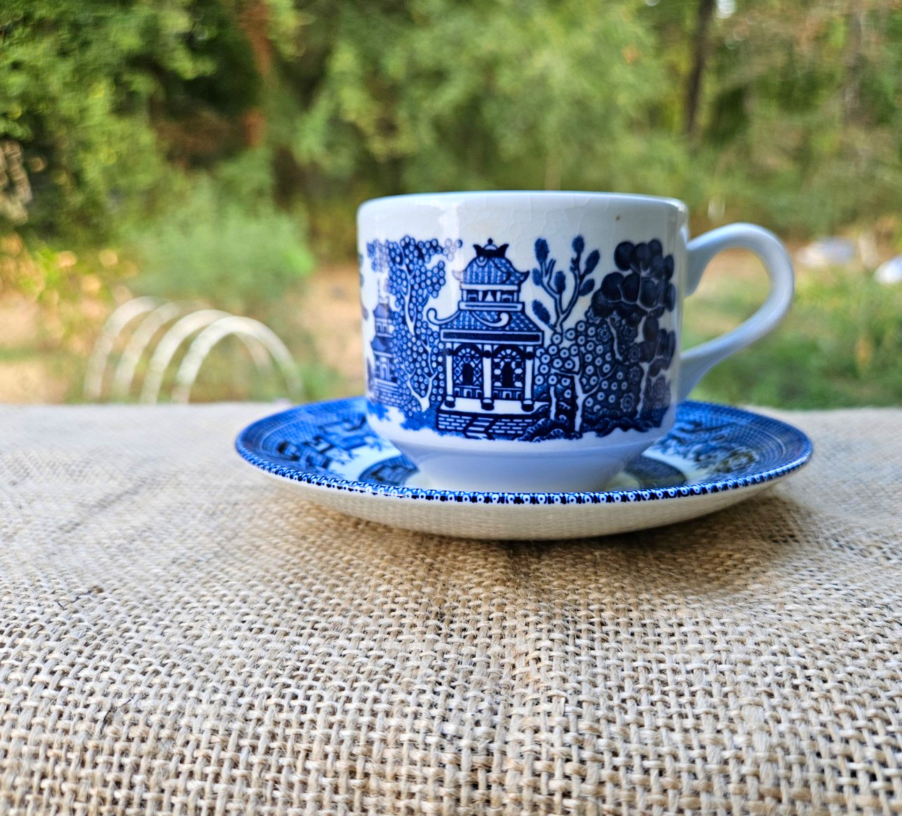 Churchill Blue Willow Cup and Saucer Set FREE US SHIPPING Vintage England Churchill Blue Willow Cup and Saucer Set FREE US SHIPPING Vintage England