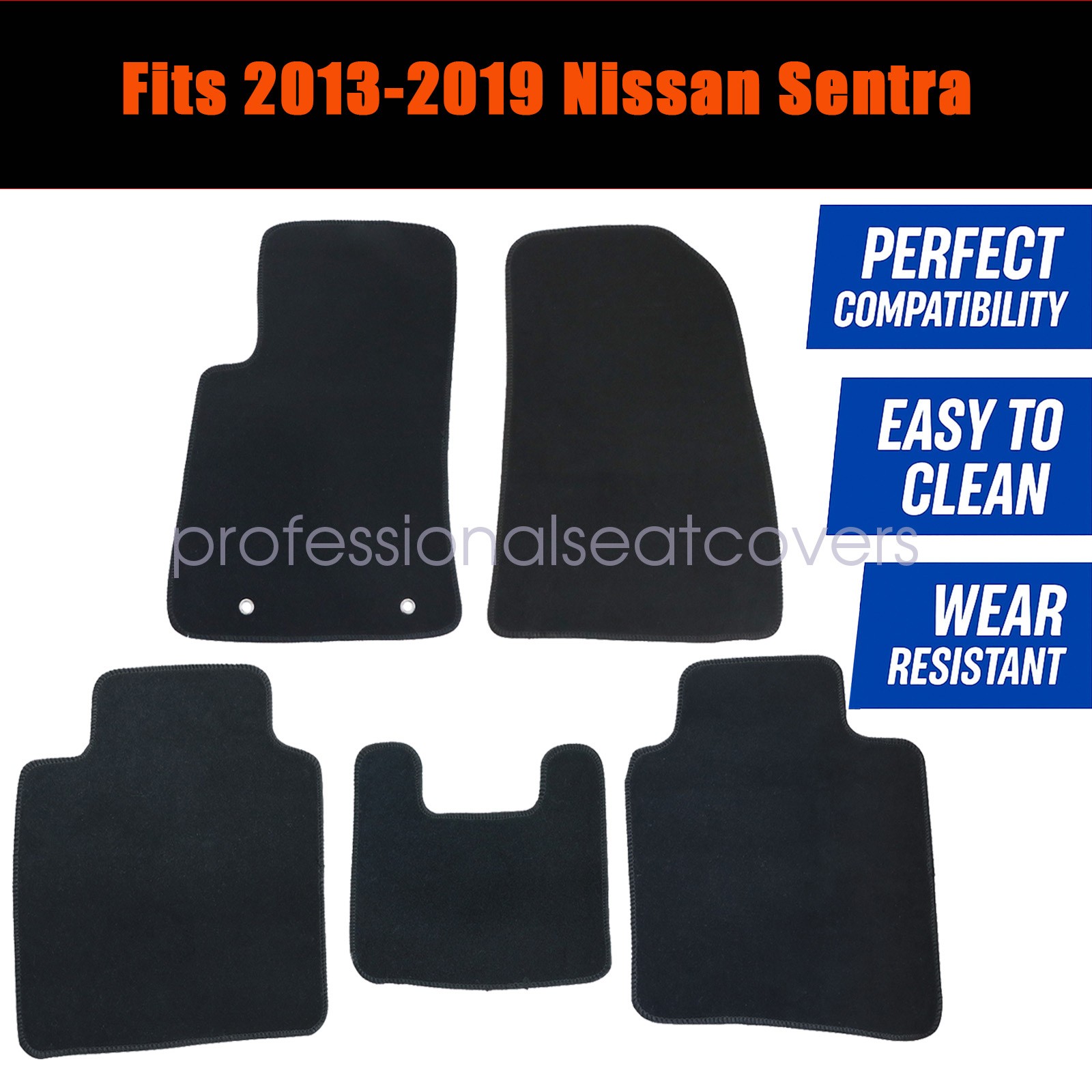 For 2013-2019 Nissan Sentra Black Carpeted Floor Mats Front & Rear Set Of 4 NEW