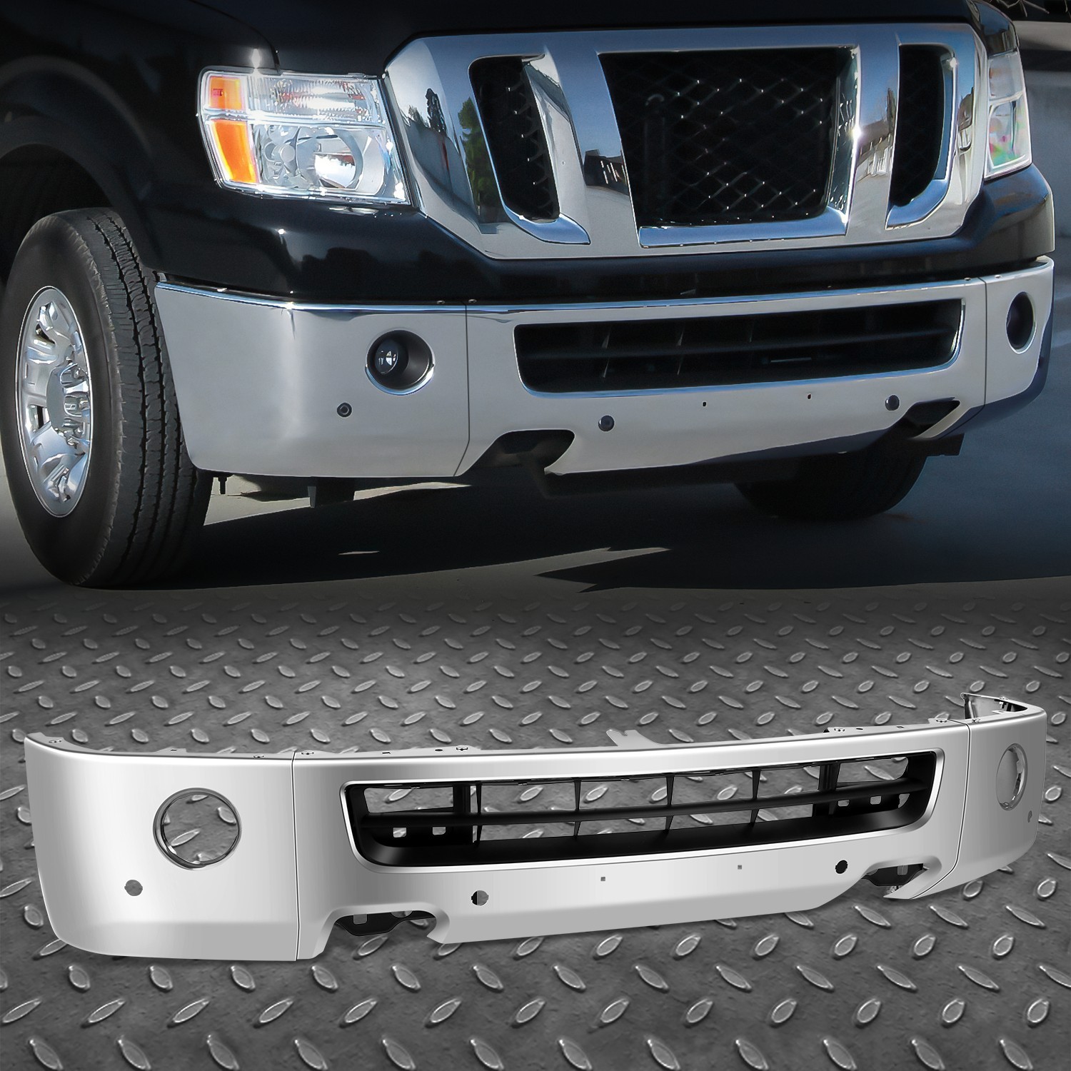 Front Chrome Bumper Face Bar w/ Fog Lamp Cutouts for 12-21 Nissan NV3500 SL Front Chrome Bumper Face Bar w/ Fog Lamp Cutouts for 12-21 Nissan NV3500 SL