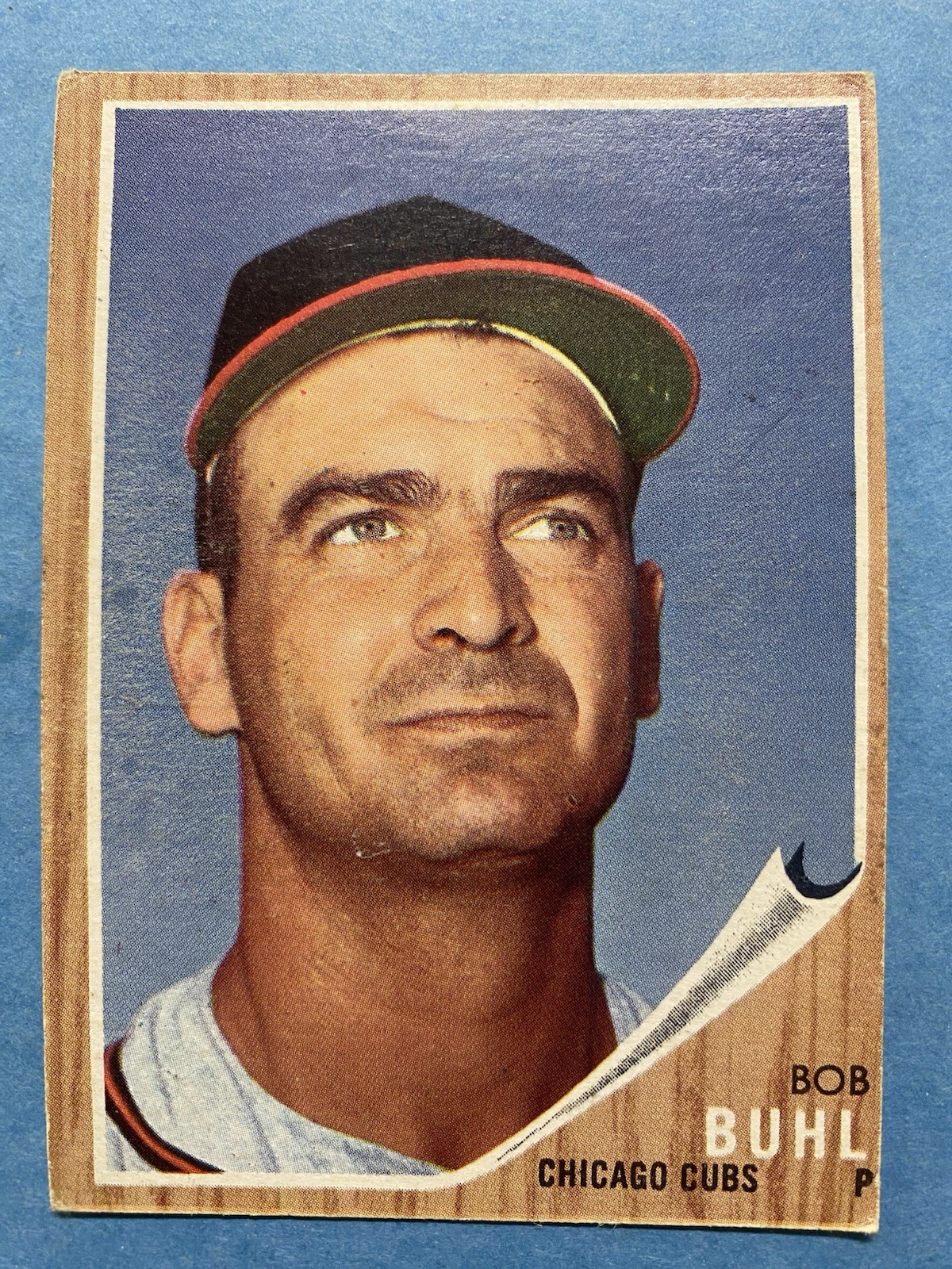 1962 Topps - Bob Buhl #458 Scarce No Logo on Cap Variation Baseball No Creases