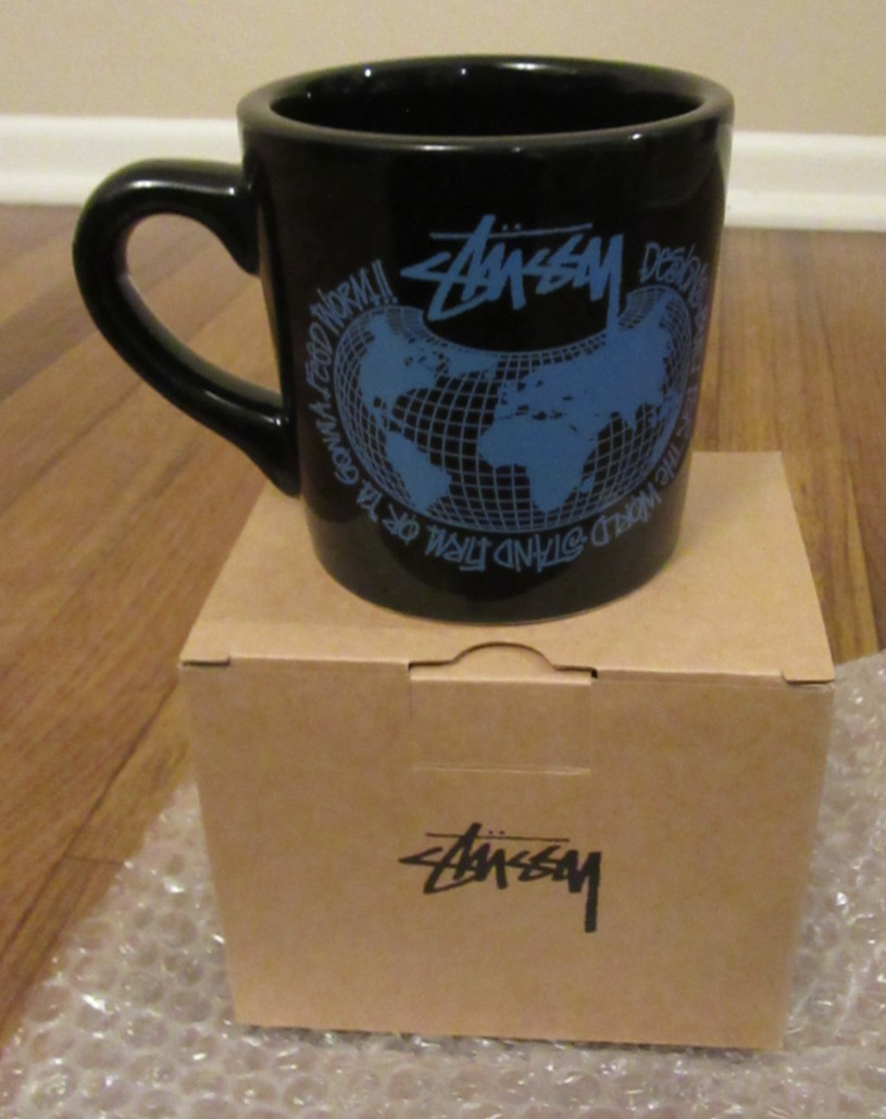 Stussy World Mug Black Brand New Free U.S. Shipping