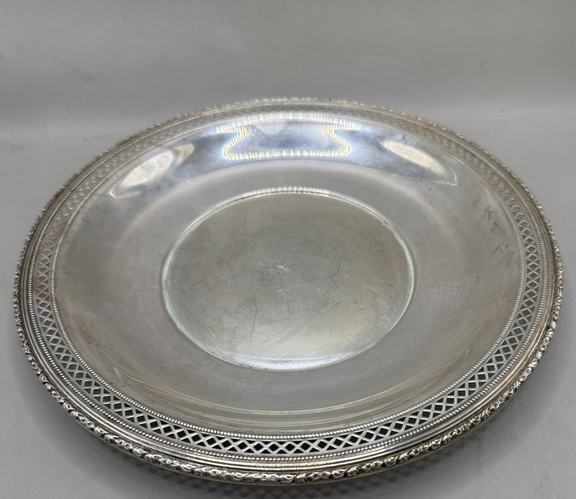 Vintage Lunt Sterling Silver Reticulated Sandwich Plate Serving Bowl 1151 170g