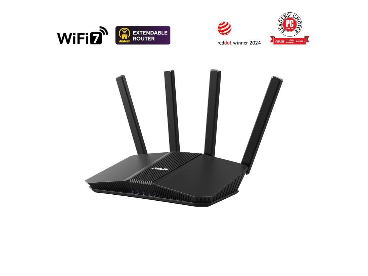 ASUS RT-BE3600 WiFi 7 AiMesh Extendable Router, 4K-QAM, MLO, AI Detection 2.5G W