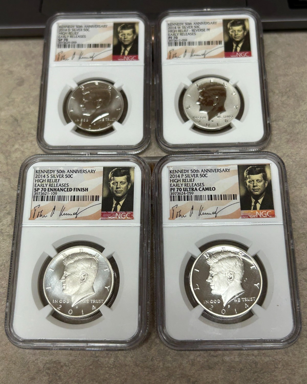 2014 Kennedy 50th Anniversary 4 Coin Set - PF70 - NGC - Kennedy Label