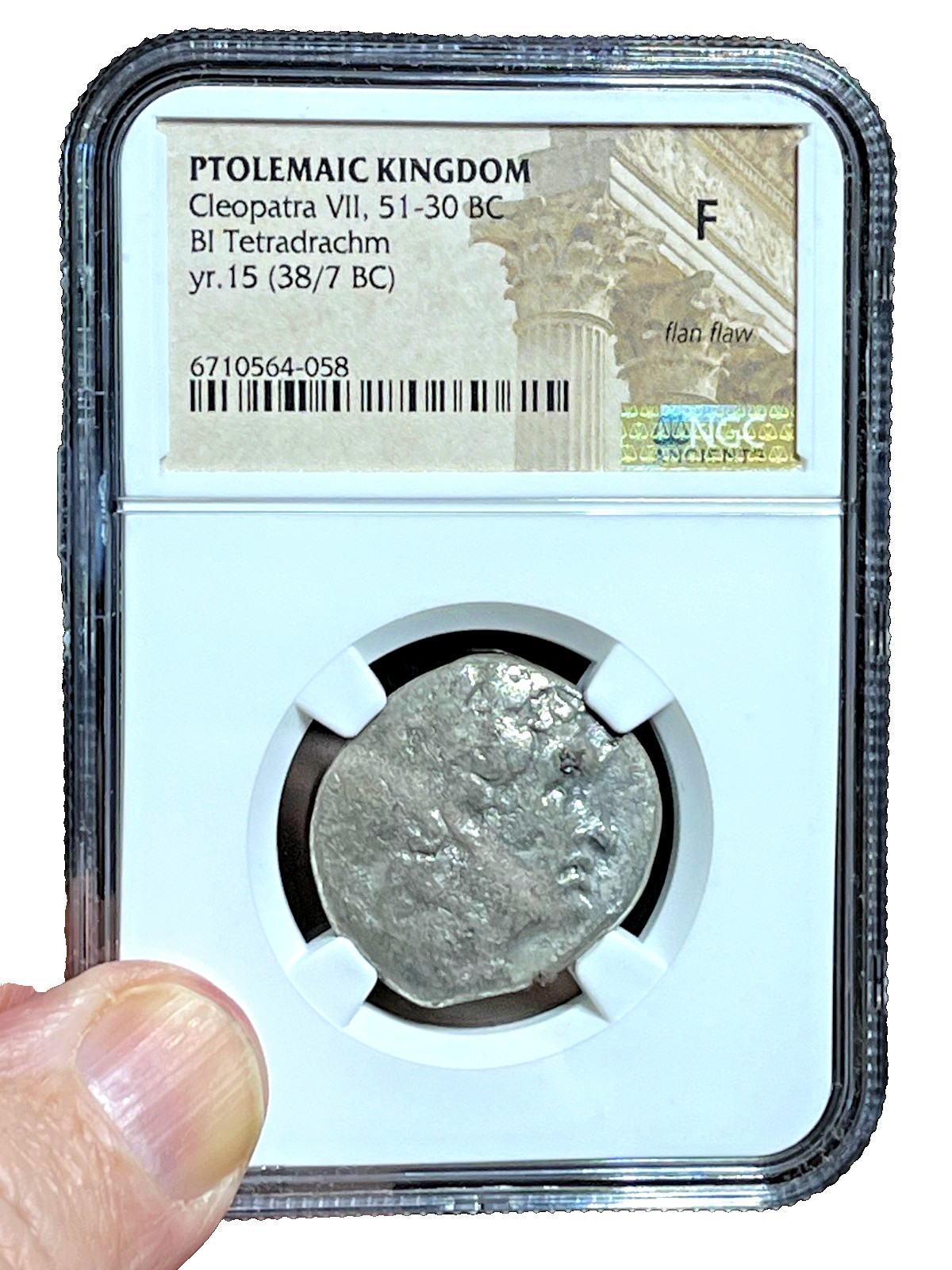Egypt Cleopatra VII Silver AR Tetradrachm, Ptolemaic Kingdom, 37 BC, NGC-Fine Egypt Cleopatra VII Silver AR Tetradrachm, Ptolemaic Kingdom, 37 BC, NGC-Fine