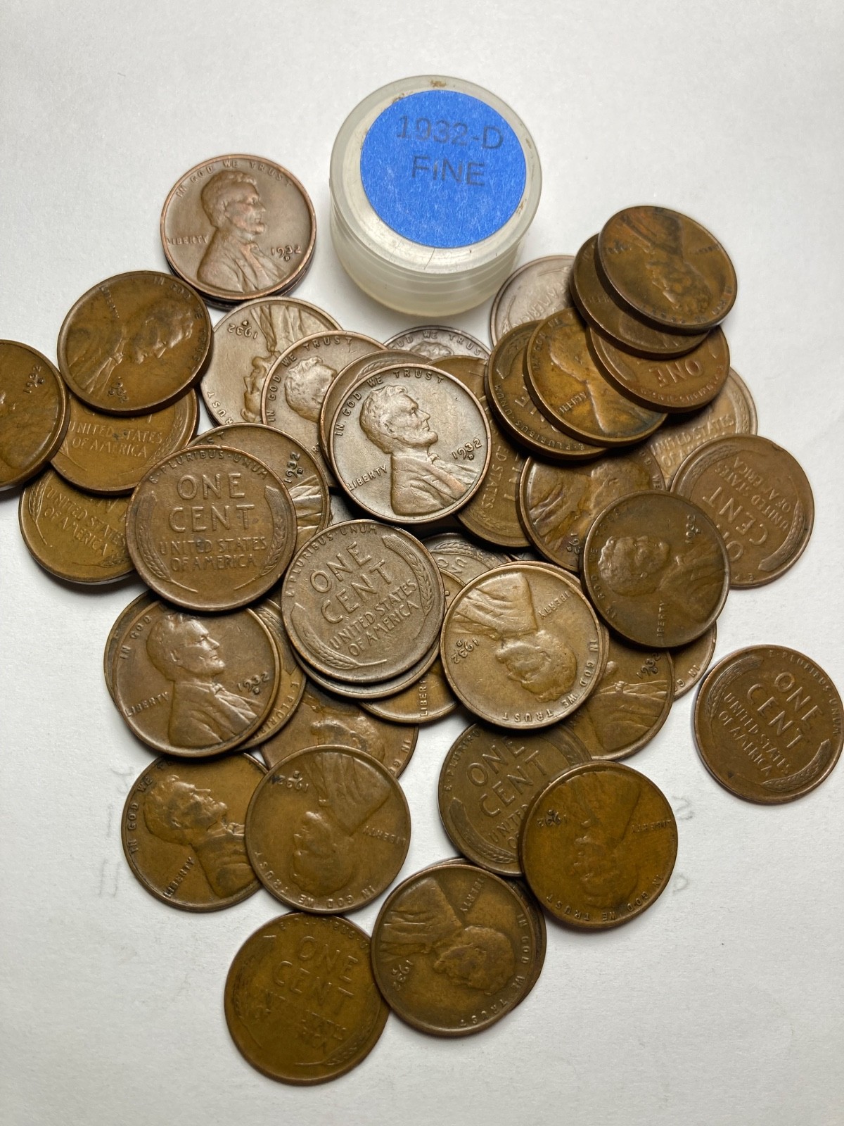 1932-D LINCOLN WHEAT CENT ROLL, HIGH GRADE, 50 COINS, ALL COINS \ 1932-D LINCOLN WHEAT CENT ROLL, HIGH GRADE, 50 COINS, ALL COINS \