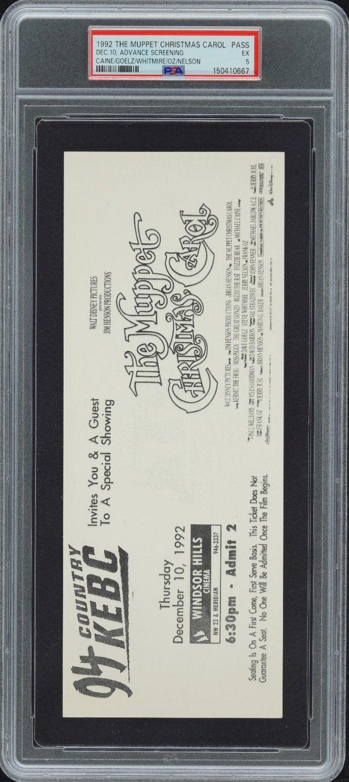 1992 The Muppet Christmas Carol Advance Screening Movie Ticket PSA 5 Muppets