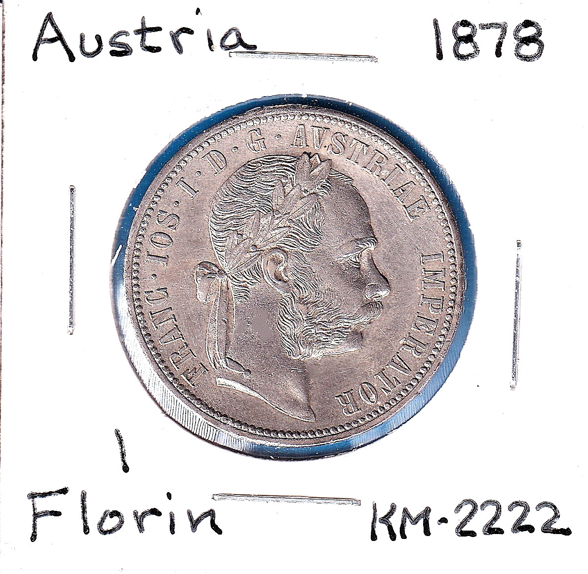 1878 Austria 1 Florin (KM-2222) .3571 ASW Silver [Franz Joseph] Vienna Mint