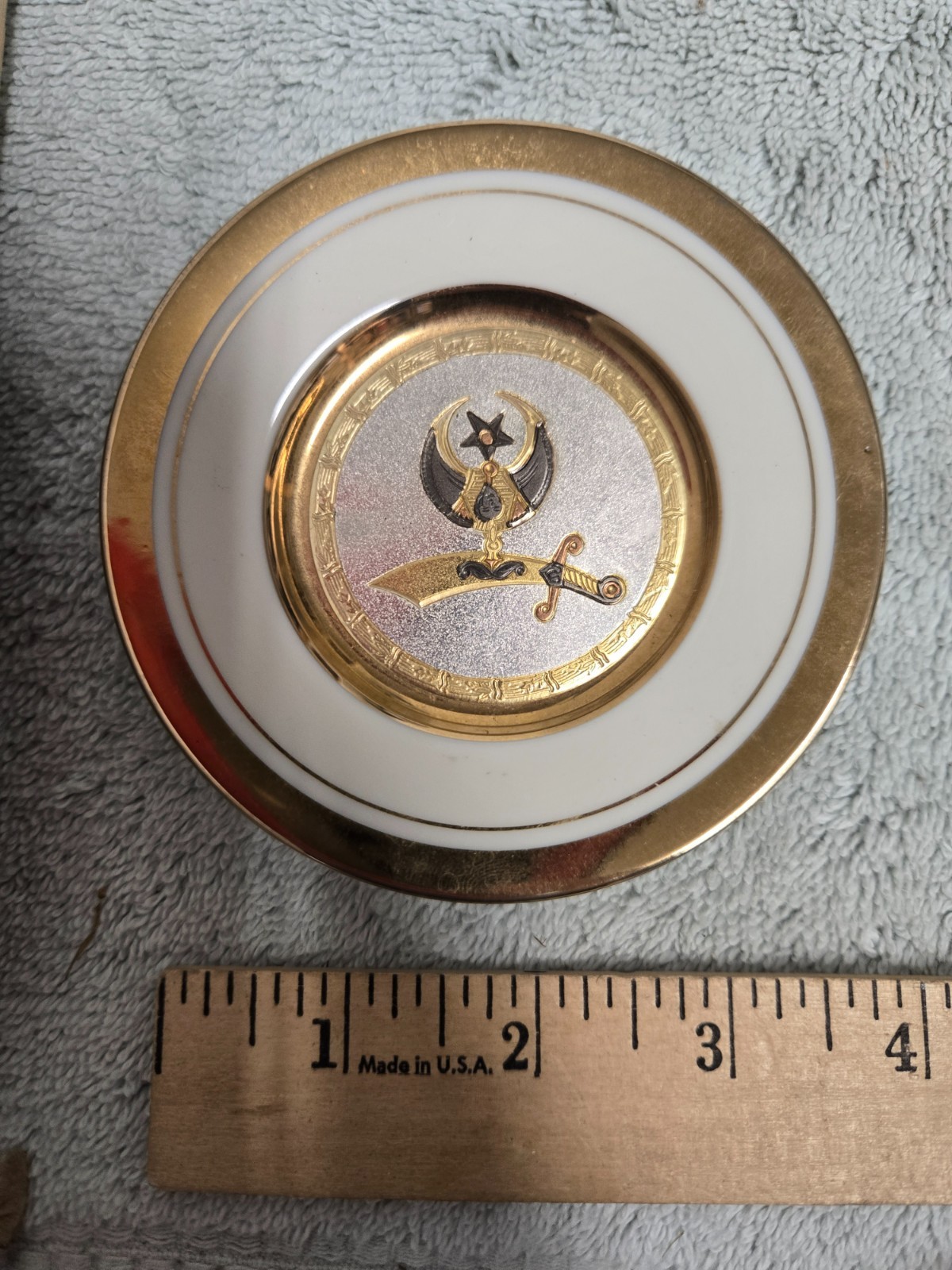 vintage el zagal temple plate, small, 24 K gold edged, 1988, art of chokin