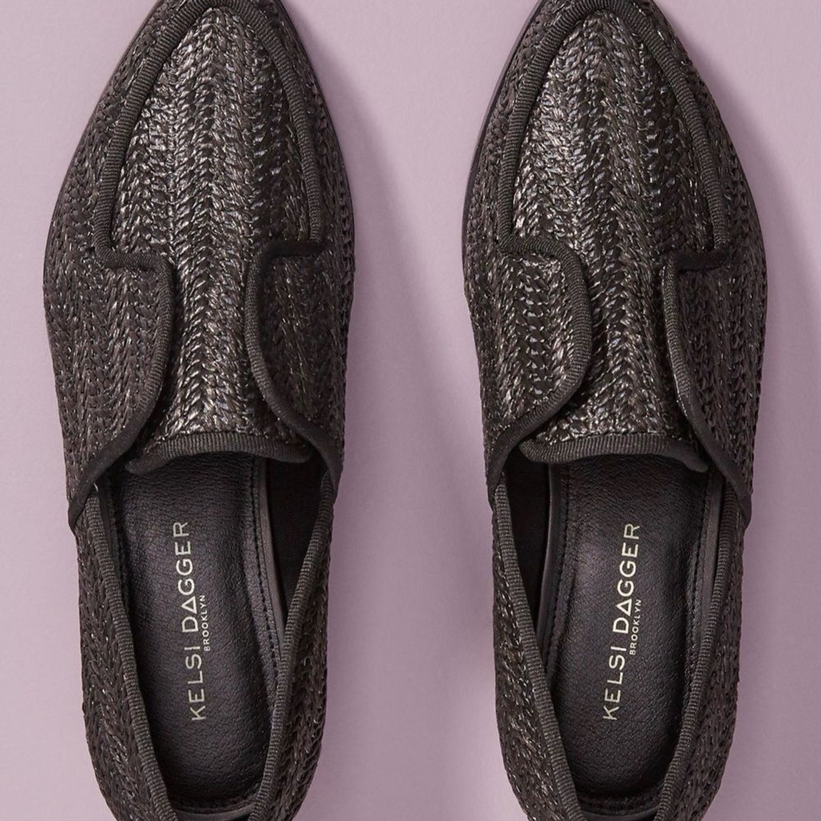 Kelsi Dagger Stanton Black Raffia Oxford Loafers Anthropologie Size 9
