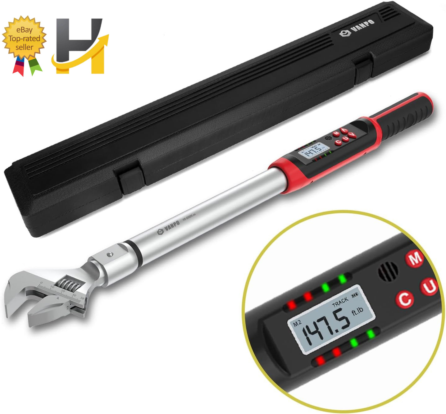 10-200Nm Adjustable Open End Digital Torque Wrench HVAC Split AC Mini Auto