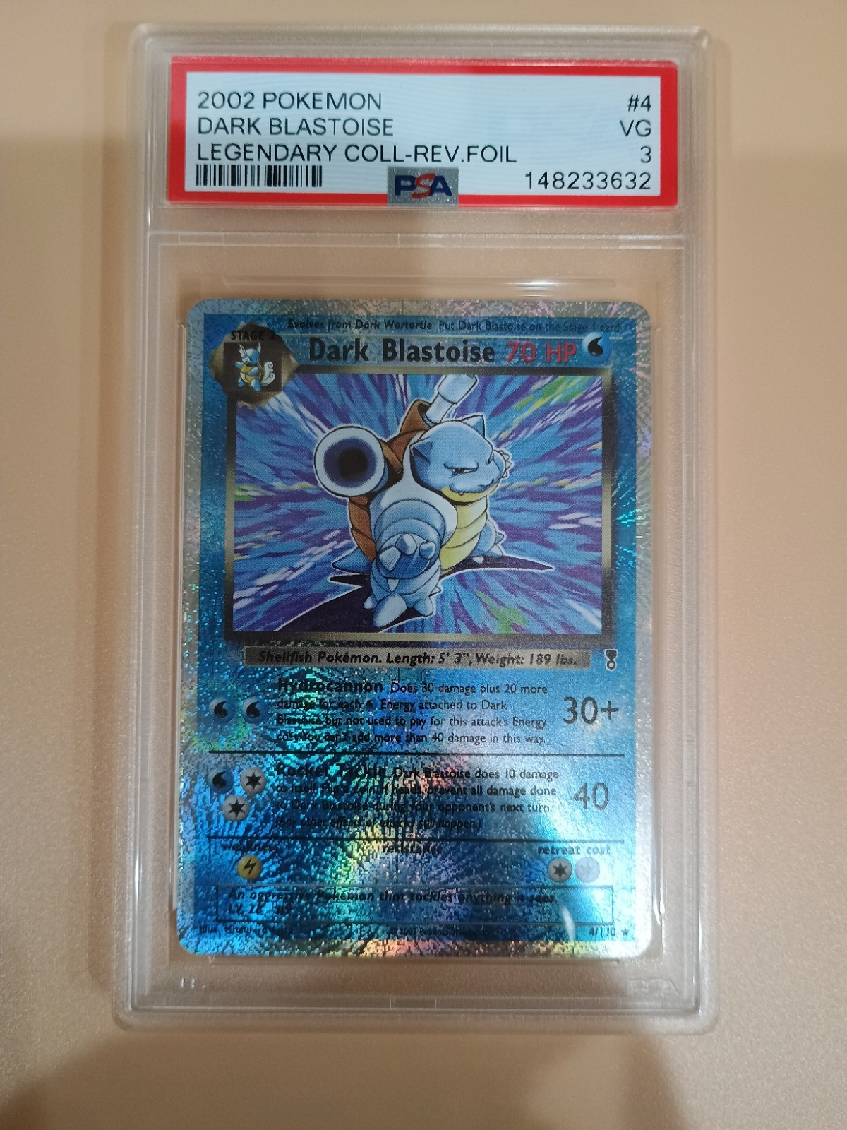 2002 Dark Blastoise Legendary Card Reverse Holo 4/110 PSA 3 English