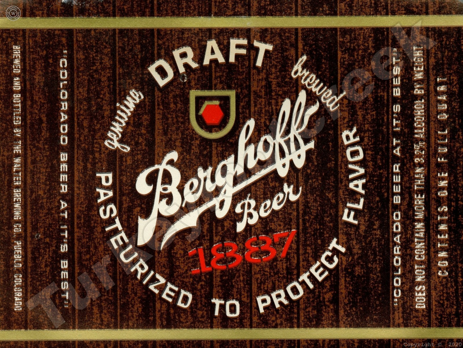 BERGHOFF 1887 DRAFT BEER LABEL 9\ BERGHOFF 1887 DRAFT BEER LABEL 9\