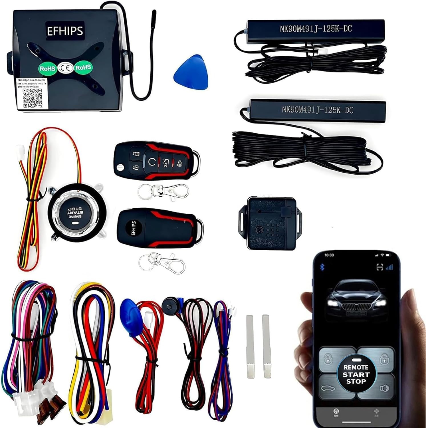 Car Central Locking Keyless Entry System Button Remote Start & Stop Alarm