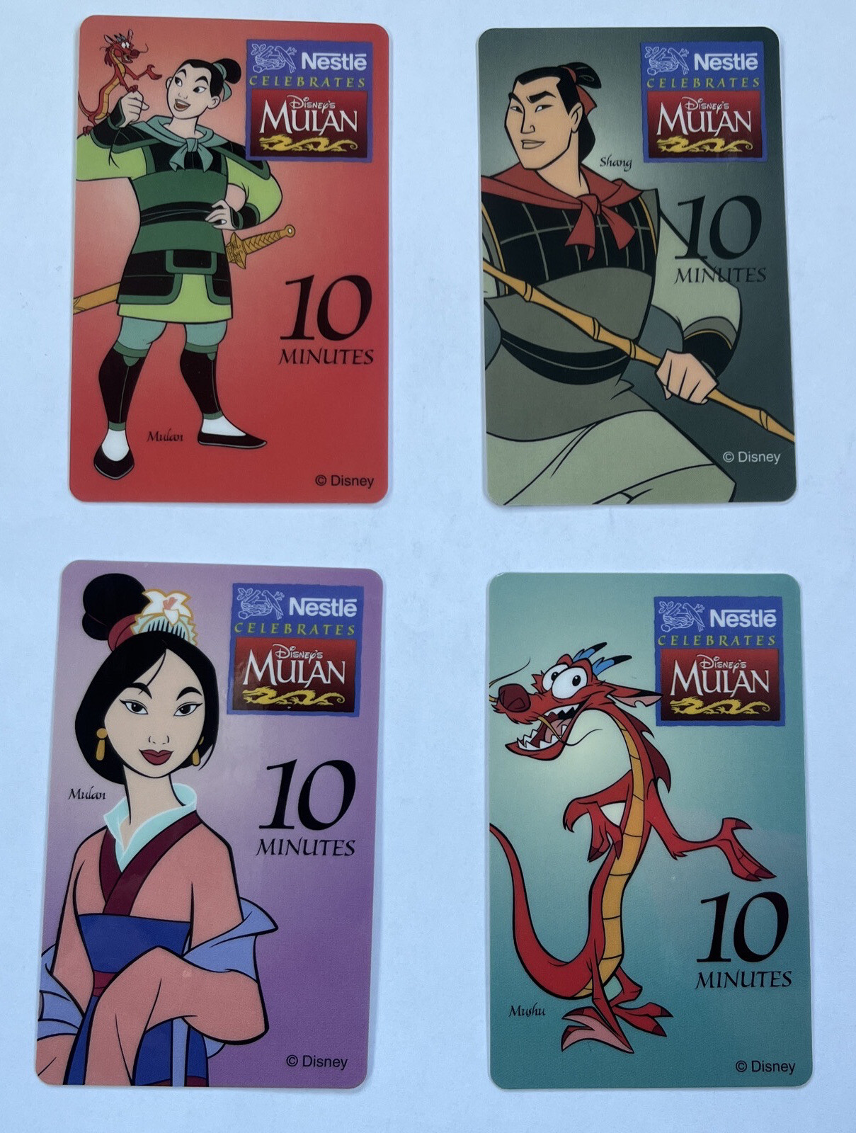 Walt Disney\'s Mulan (Nestle\'s Promo) Set of 4 , 10 min Phone Cards Walt Disney\'s Mulan (Nestle\'s Promo) Set of 4 , 10 min Phone Cards