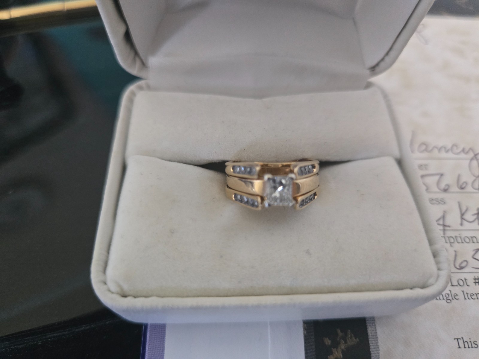 14k yellow gold diamond ring size 5 solitare plus gold and diamond guard