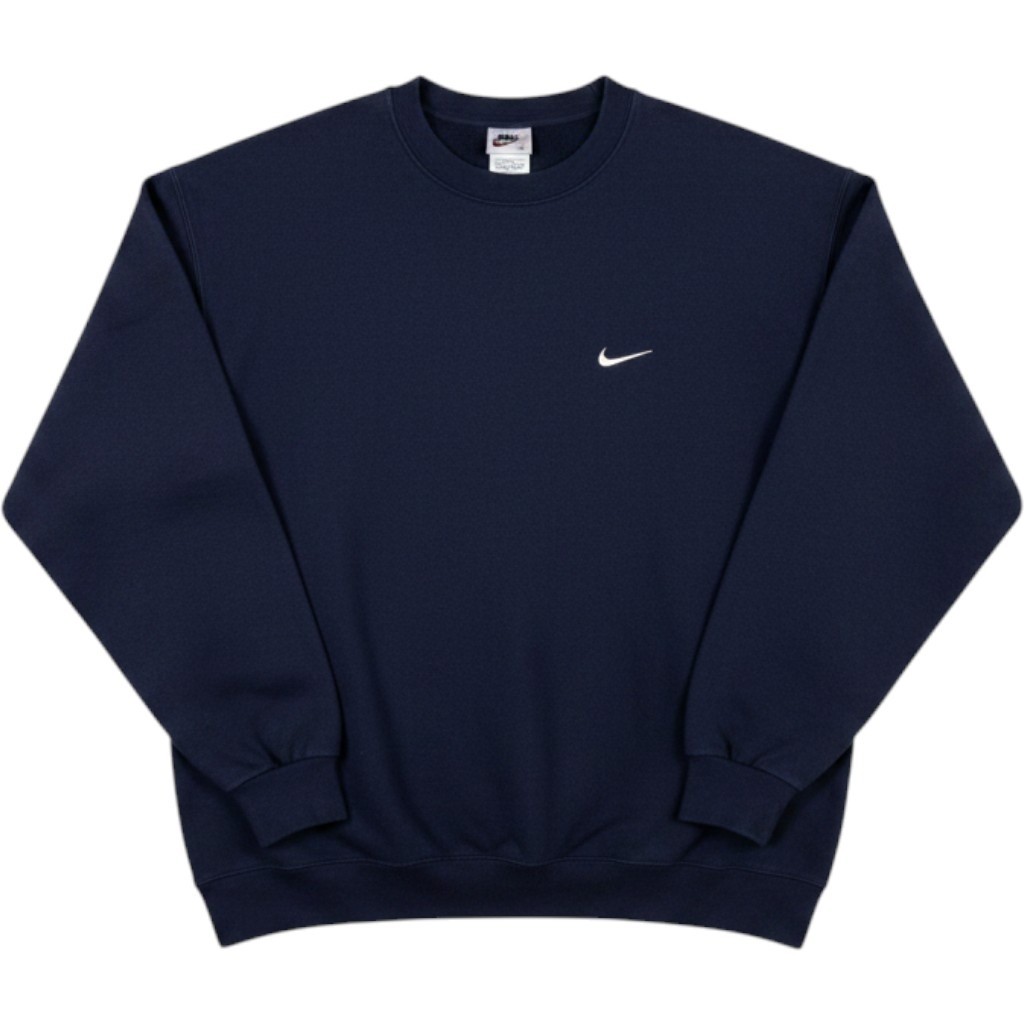 Vintage 90s Nike Crewneck Sweatshirt Mens Large Mini Swoosh Blue Made In USA