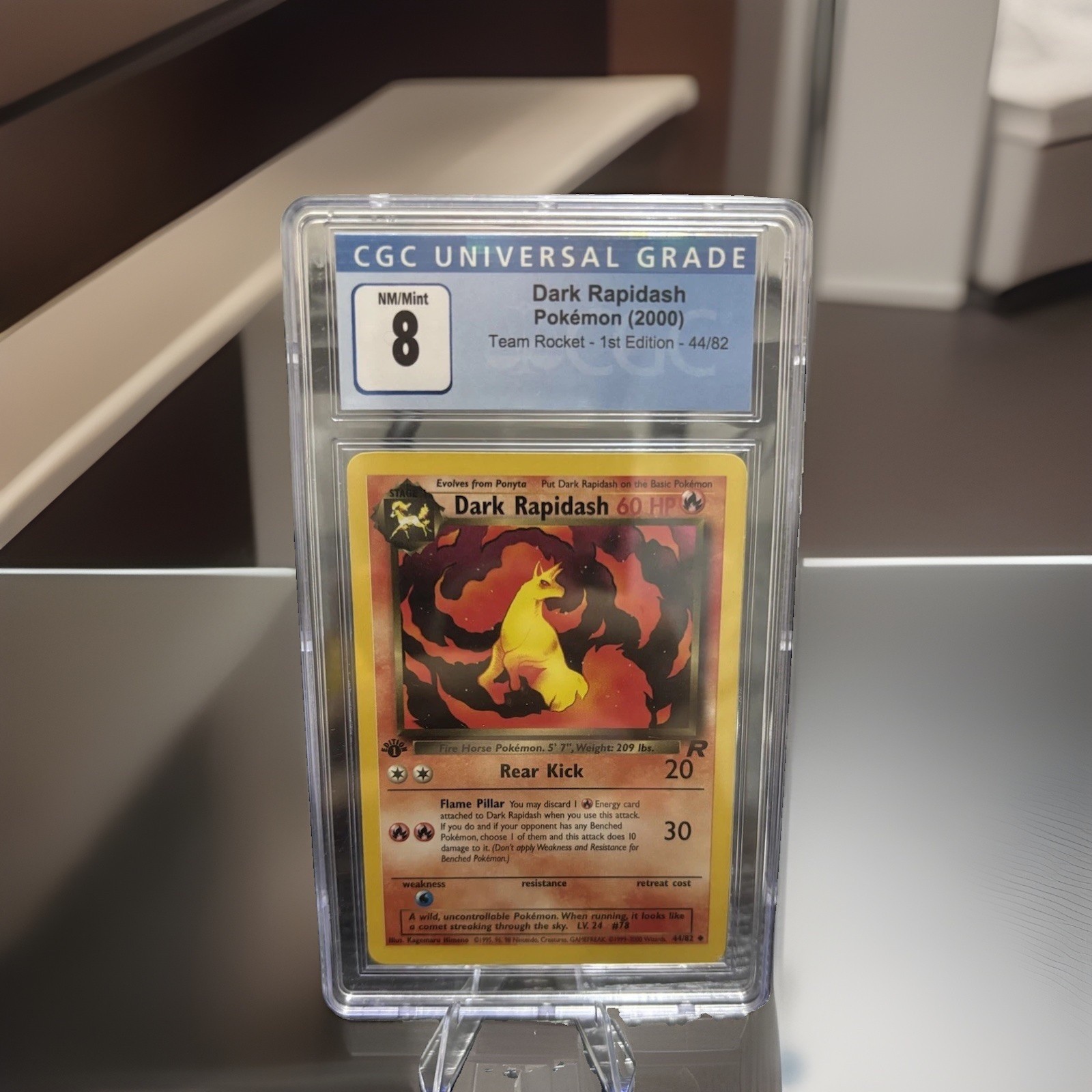 2000 Pokémon 1st Edition Team Rocket Dark Rapidash #44 CGC 8 NM/MINT