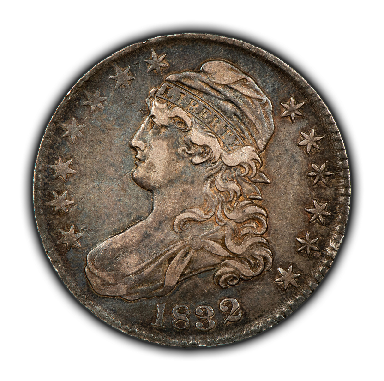 1832 50c Capped Bust Silver Half Dollar - Deep Patina - XF/AU - SKU-H3451