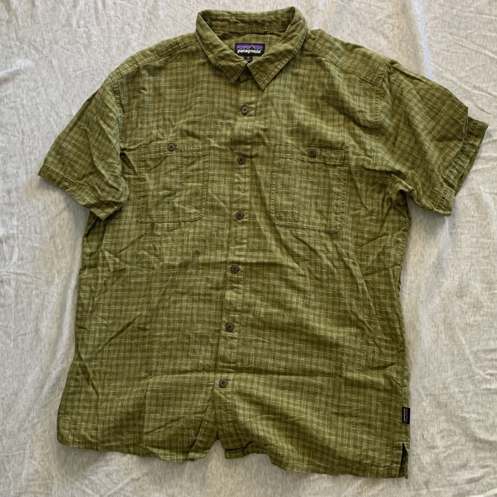 Men\'s XL Patagonia Fjord Flannel Short Green/Green Plaid