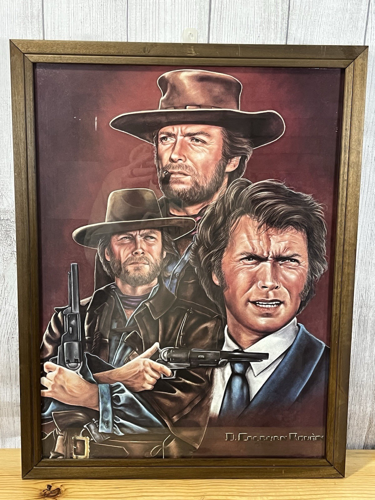 Vintage Clint Eastwood Collage Painting By Debra Colburn Rouen. RARE* Vintage Clint Eastwood Collage Painting By Debra Colburn Rouen. RARE*