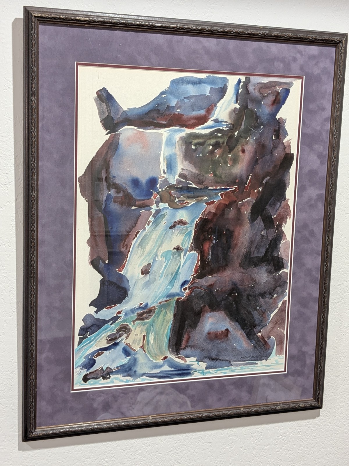 Original Rare Robert Munson Howe Watercolor Framed Painting Waterfall 25
