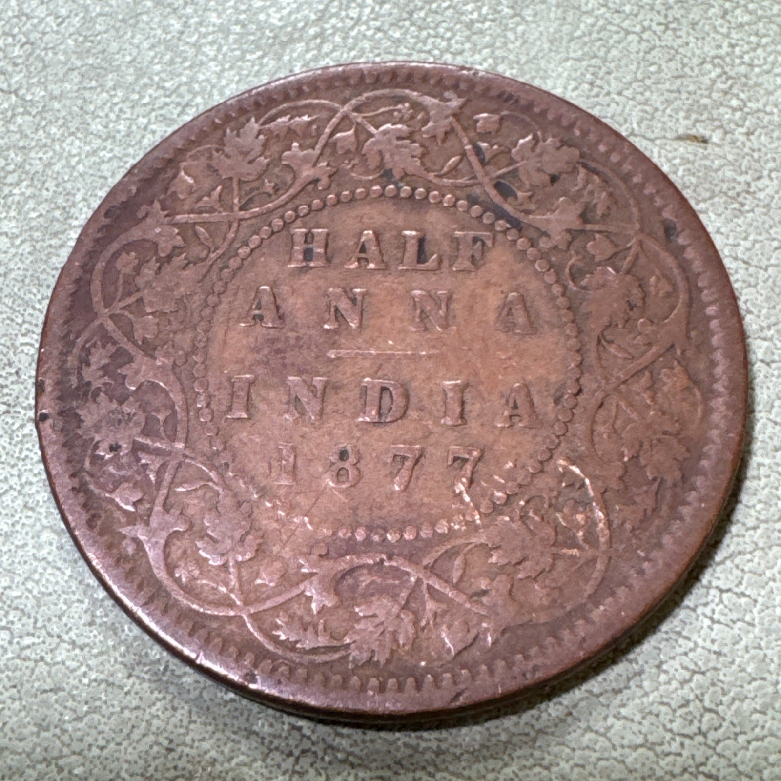 1877 British India Half Anna - Victoria Queen - KM# 468 - Madras Mint (30.5mm) 1877 British India Half Anna - Victoria Queen - KM# 468 - Madras Mint (30.5mm)